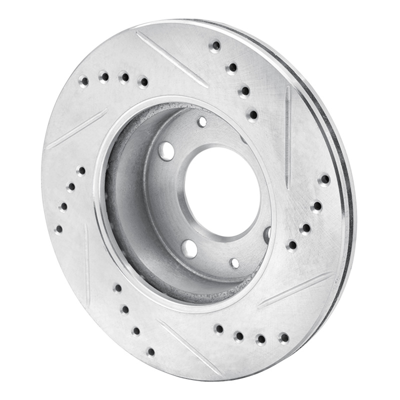 Dodge Verna Brake Rotor (1) - Front Left - R1 Concepts - Drilled & Slotted - Silver - `03-`06